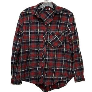 BDG XS Urban Outfitters Long Sleeve Raw Hem Plaid Button Down Shirt R3